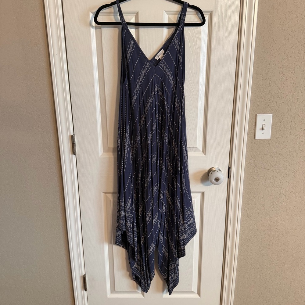 Navy Blue Striped Sleeveless Jumpsuit